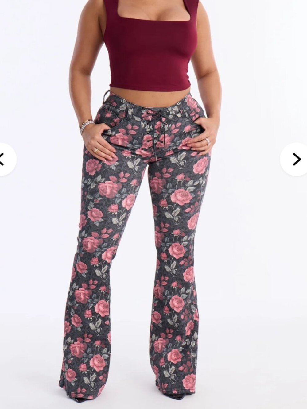 Lace Up Flare Jeans - 7